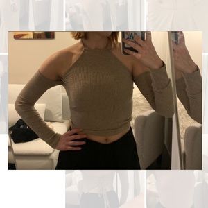 Fashion Nova, off shoulder, lace up back Crop Top